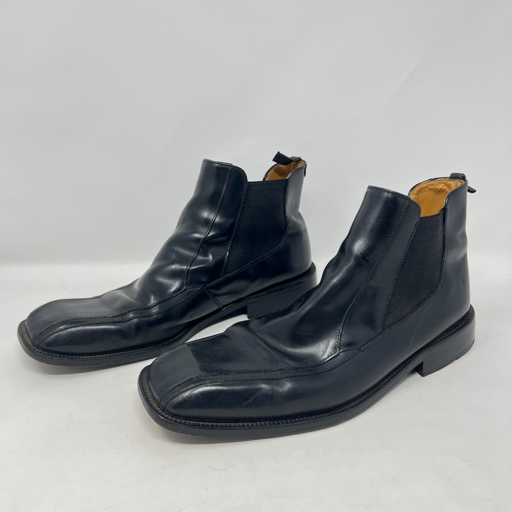 San Remo Platinum Men's Black Leather Boots Size 9-1/2 #11795-SY Made‎ in Spain